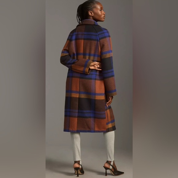 LAST CHANCE AVEC LES FILLES Wool Blend Plaid Raglan Coat - Picture 6 of 12